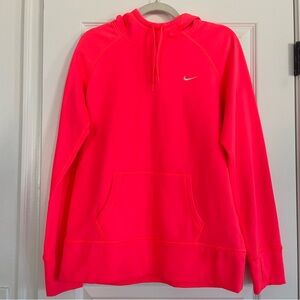 Nike Therma Fit Vibrant Neon Pink Fleece Pullover Hoodie Sweatshirt